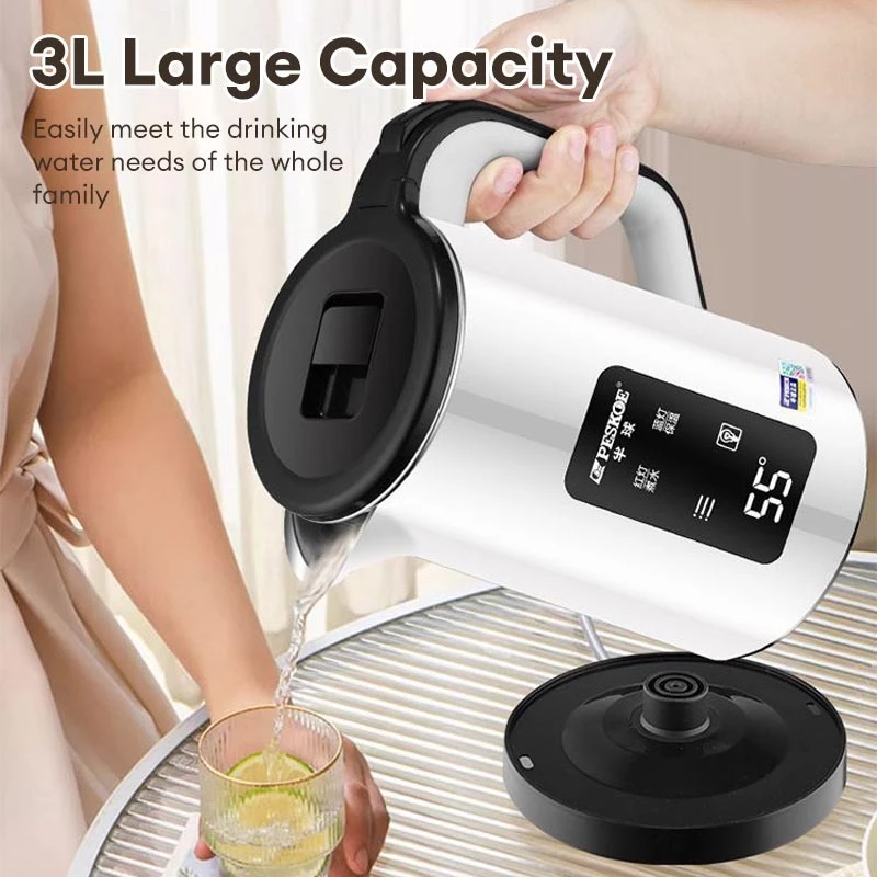 3L Kettle Electric 304 Stainless Steel Household 1500W High Power Portable