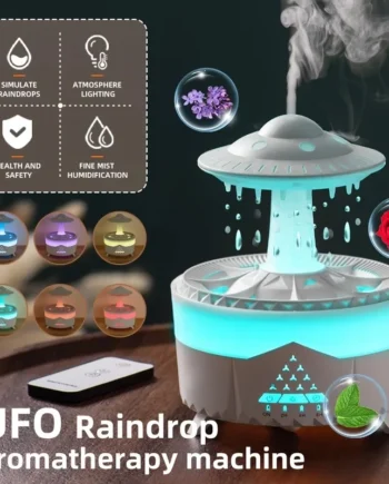 Raindrop Humidifier Pelembap 7 Colors Night Light Air Humidifier Aromatherapy Ultrasonic Diffuser Air Humidifier Home Office
