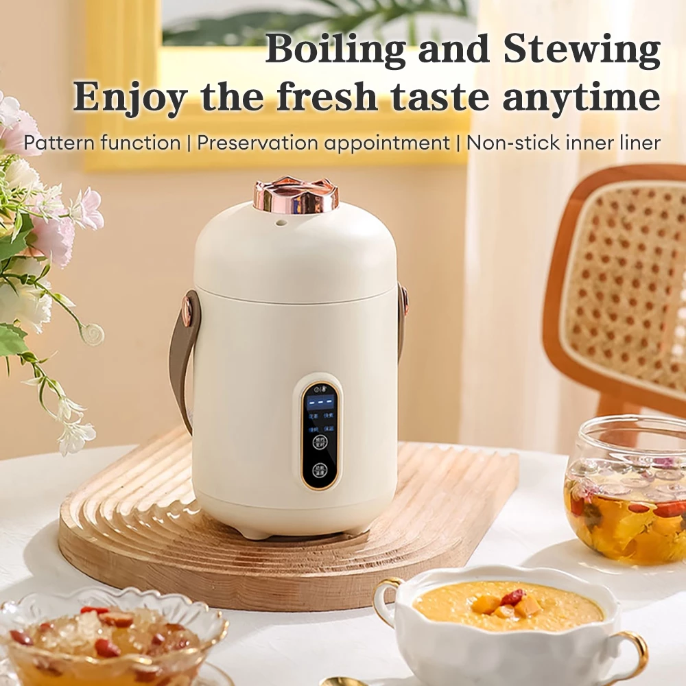 Portable Health Electric Stew Pot 900ML Electric Stew Cup Small Office Mini Porridge Machine