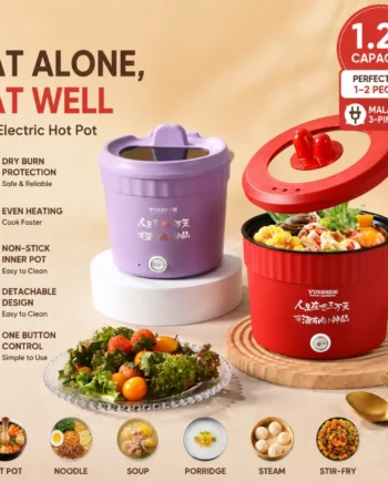 Multi-Function Mini Electric Cooking Pot Fry Boil Simmer Stew Hot Pot Non-Stick Inner Pot 220V
