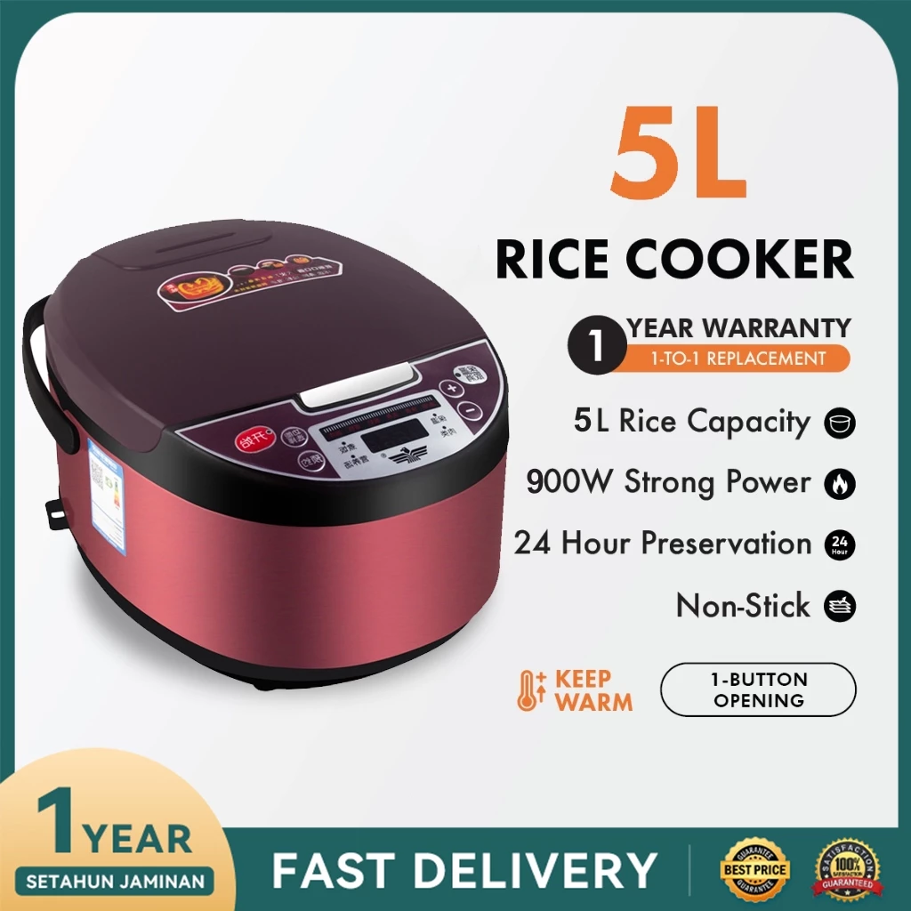 6L Big Rice Cooker Black Smart Screen Multifunction periuk nasi elektrik Non-Stick Rice Cooker For 3-10 People 多功能智能電鍋