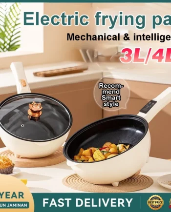 Electric Frying Pan 4L Big Capacity Smart Multifunctional Gear Adjustable Non-Stick frying pan With Steamer Cooking Pot