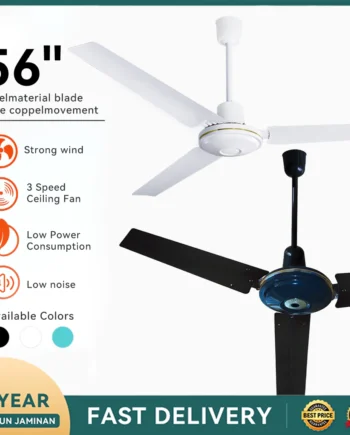 1 Year Warranty Ceiling fan 56” kipas siling murah home living room restaurant ceiling mute big wind iron leaf electric