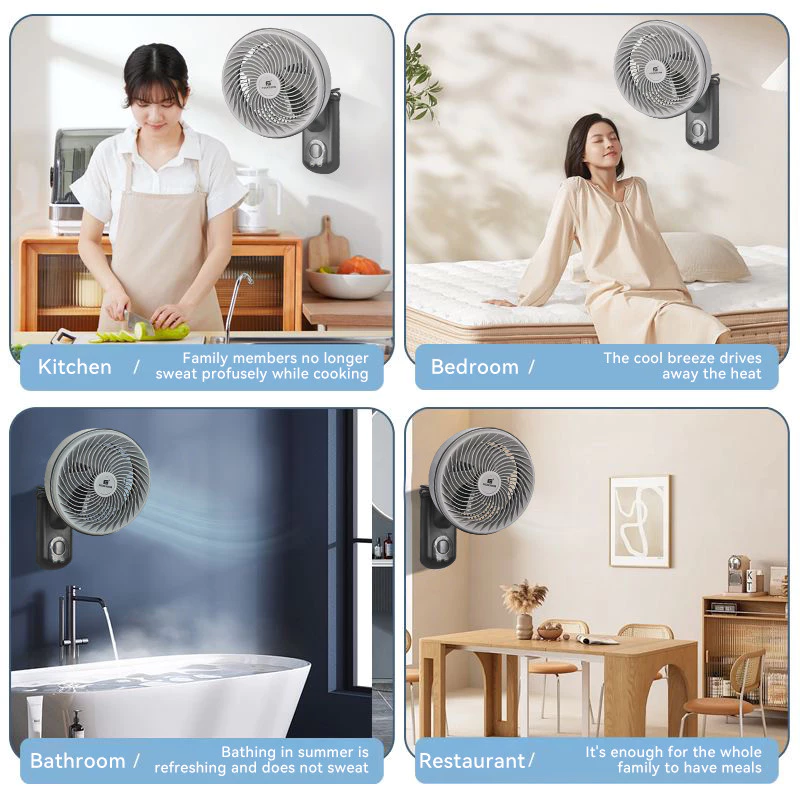 Jaminan waranty 1 Tahun wall fan 10 inch Kipas peredaran udara Silent dual-purpose air circulation kipas dinding